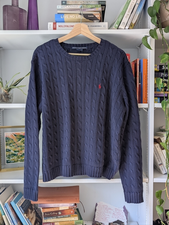 Polo Ralph Lauren Other - Vintage Ralph Lauren Sport Cable-Knit Sweater Blue Embroidered Size XL Preppy